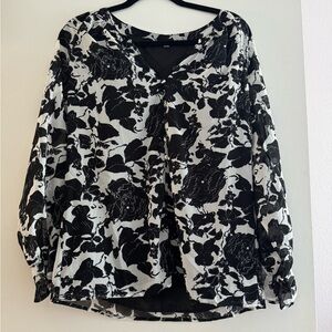 Amazon Black and White Ruffled Blouse
